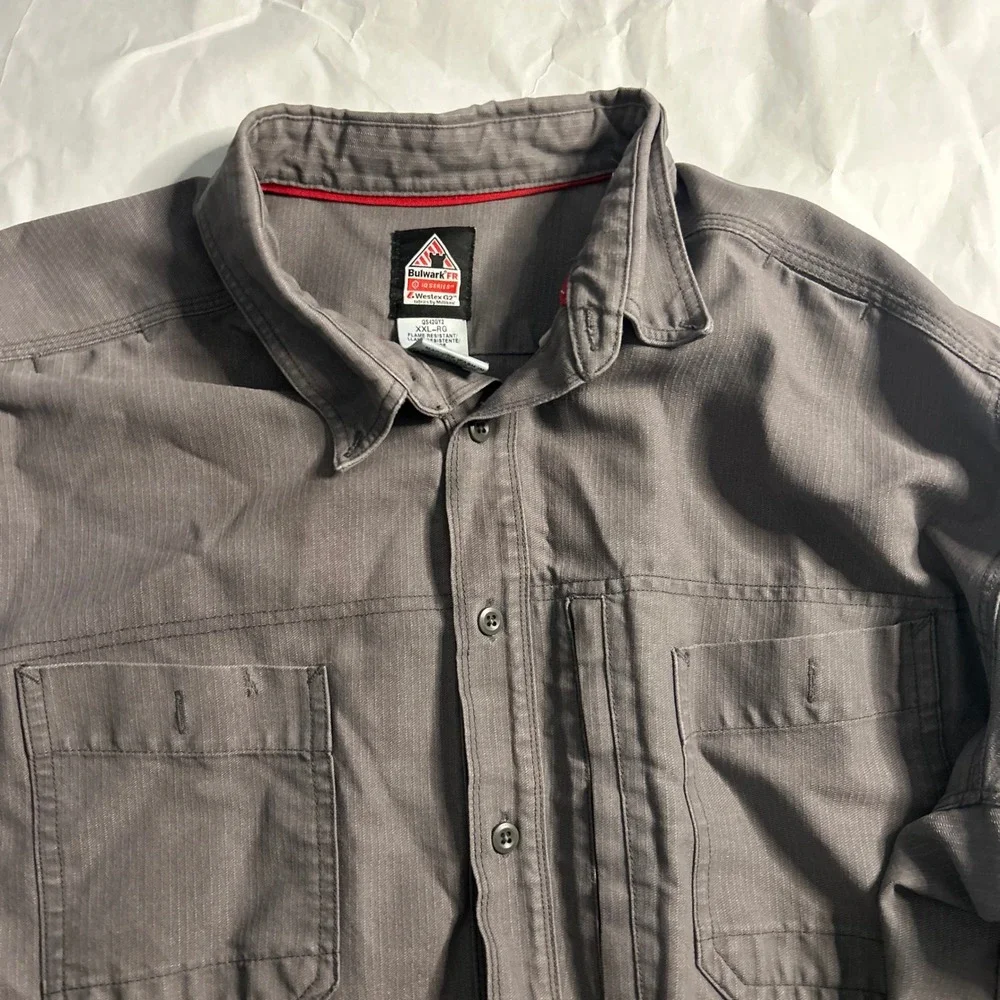 BULLWORK FR Cat 2 Mens IQ Work Shirt XXL‎ Gray Flame Resistant Westex Gen 2